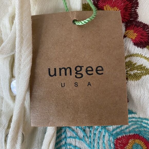 Umgee Babydoll Tunic Embroidered Tiered Boho Blouse Top Sz 1X SemiSheer Coverup - Picture 6 of 12